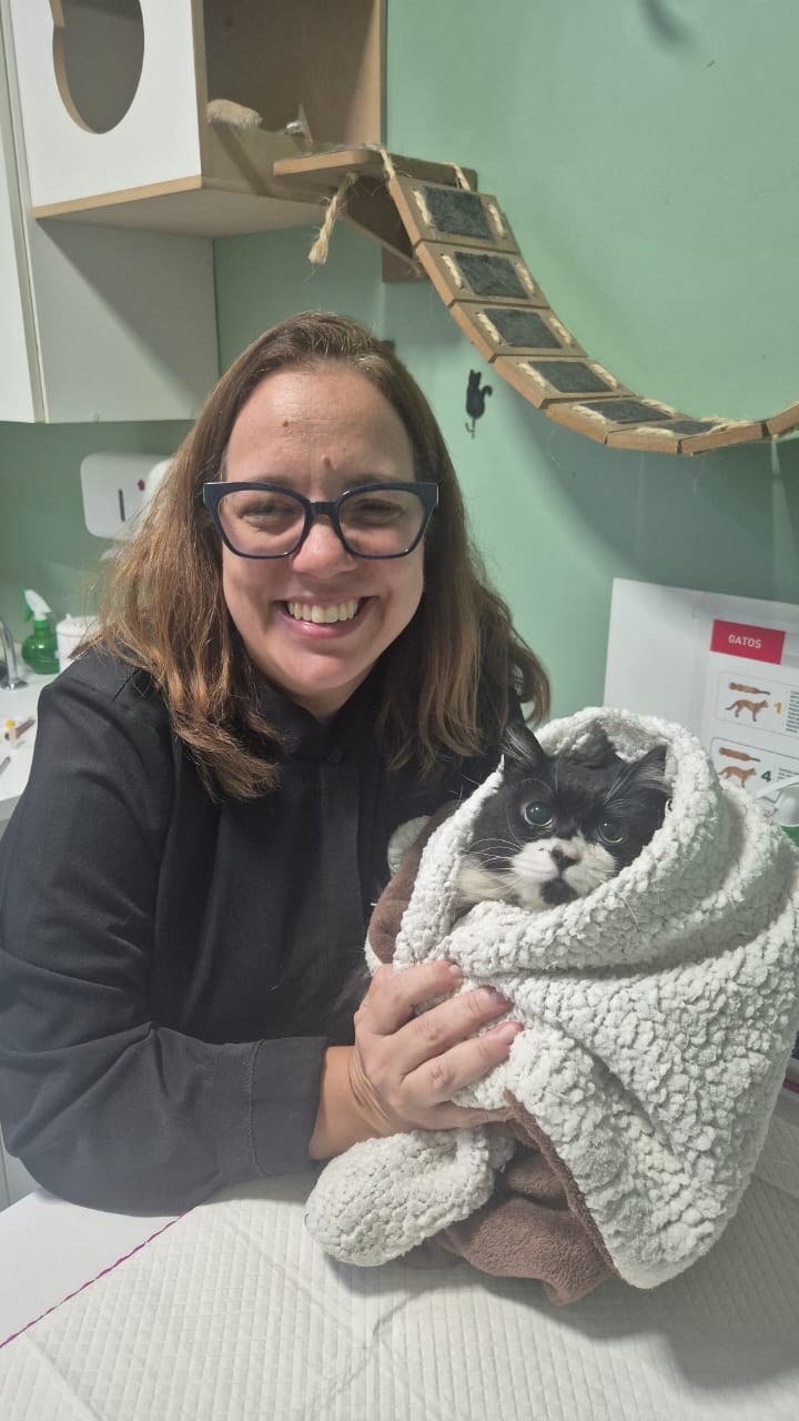 Dra. Marcelly Cacho com paciente felino